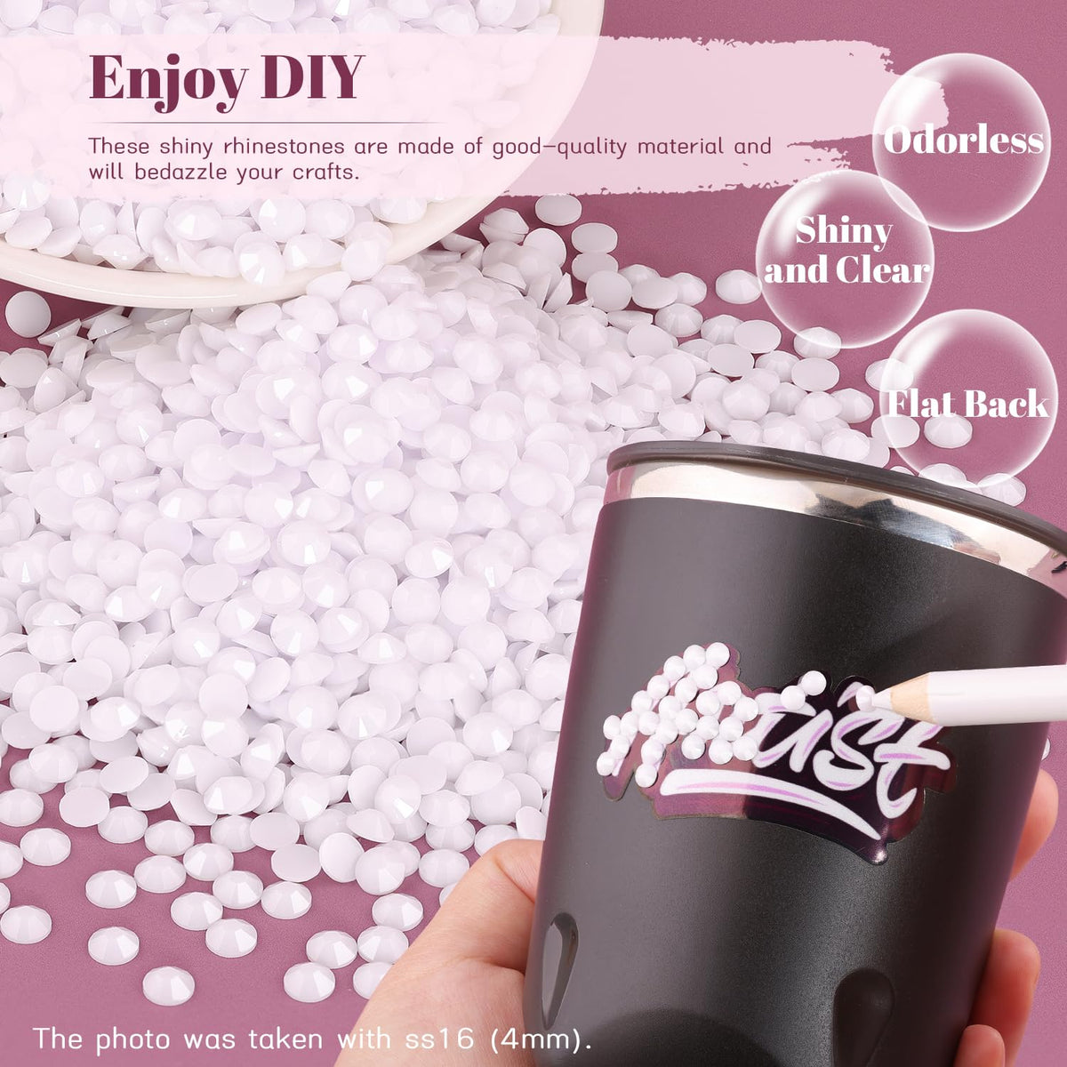 Craft project using BELLEBOOST white resin rhinestones