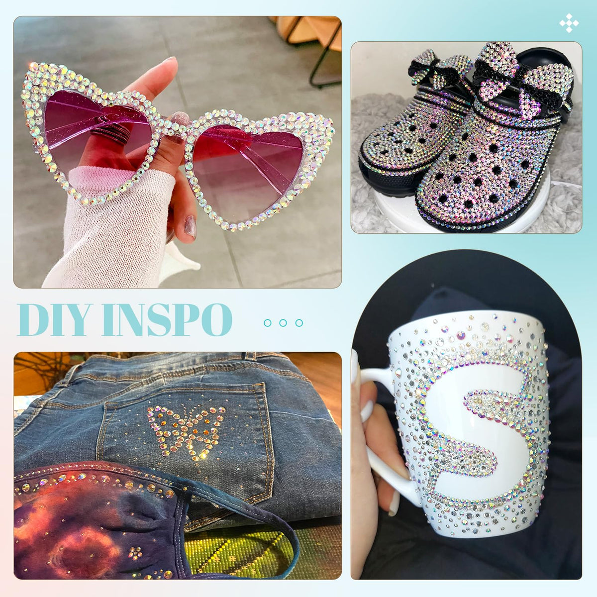 Craft project using TINKRSTUFF rhinestones on shoes