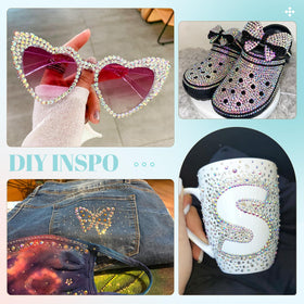 Craft project using TINKRSTUFF rhinestones on shoes