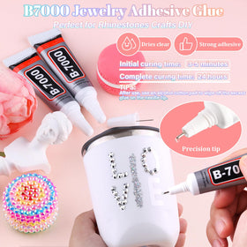 Crafting project using BELLEBOOST rhinestones on a tumbler
