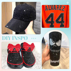 Crafting project with TINKRSTUFF rhinestones on a tumbler