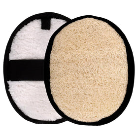 CraftsOfEgypt Loofah Body Scrubber set on a bathroom shelf