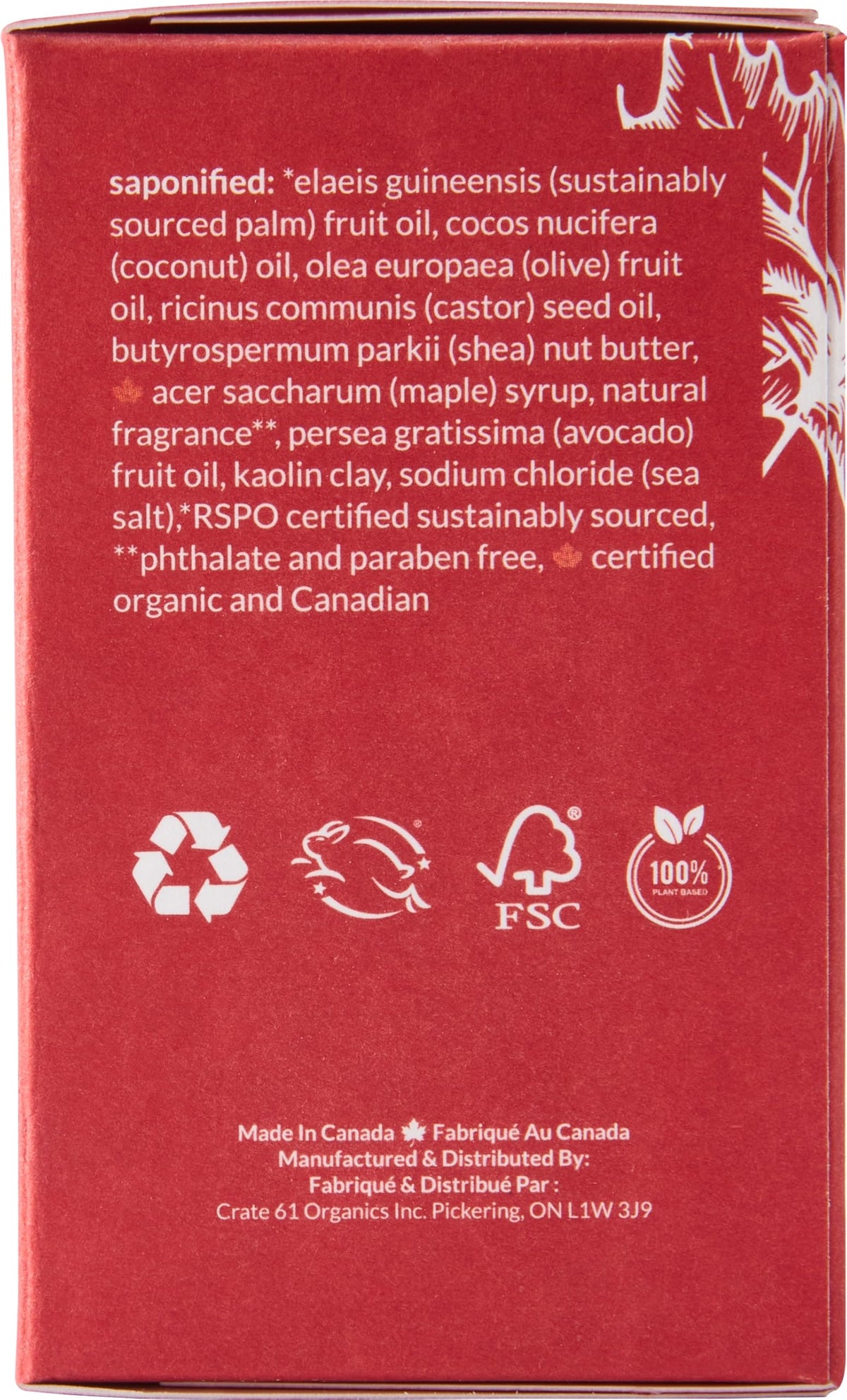 Crate 61 Organics Canadian Maple Soap being held in hands