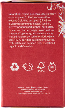 Crate 61 Organics Canadian Maple Soap being held in hands