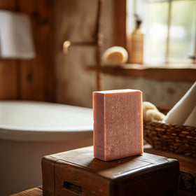 Crate 61 Organics Canadian Maple Soap on a wooden soap dish