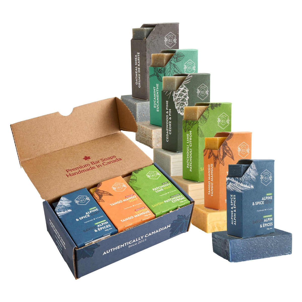 Crate 61 Organics Natural Bar Soap Pack of 6 in recycled packaging