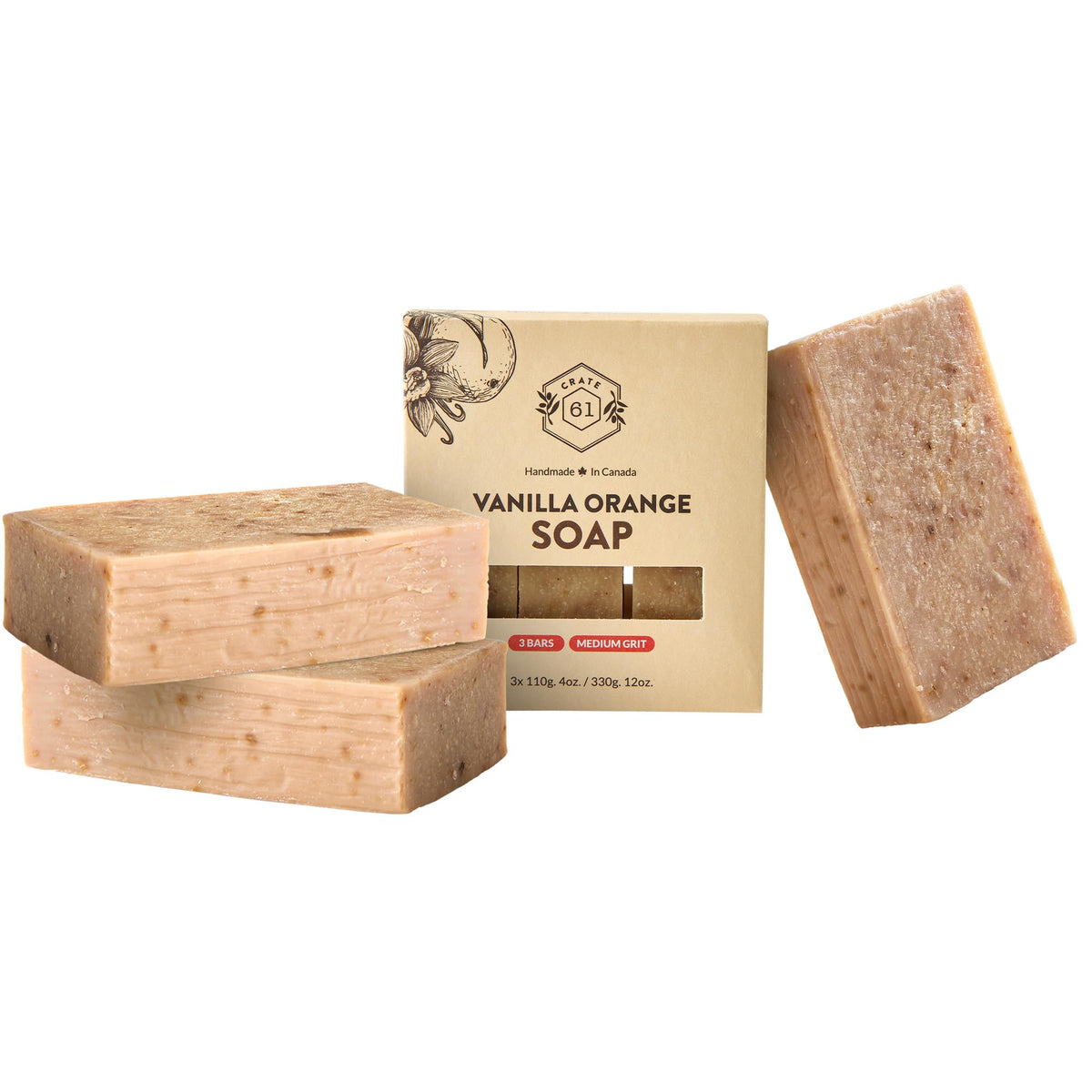 Crate 61 Organics Vanilla Orange Natural Bar Soap front view