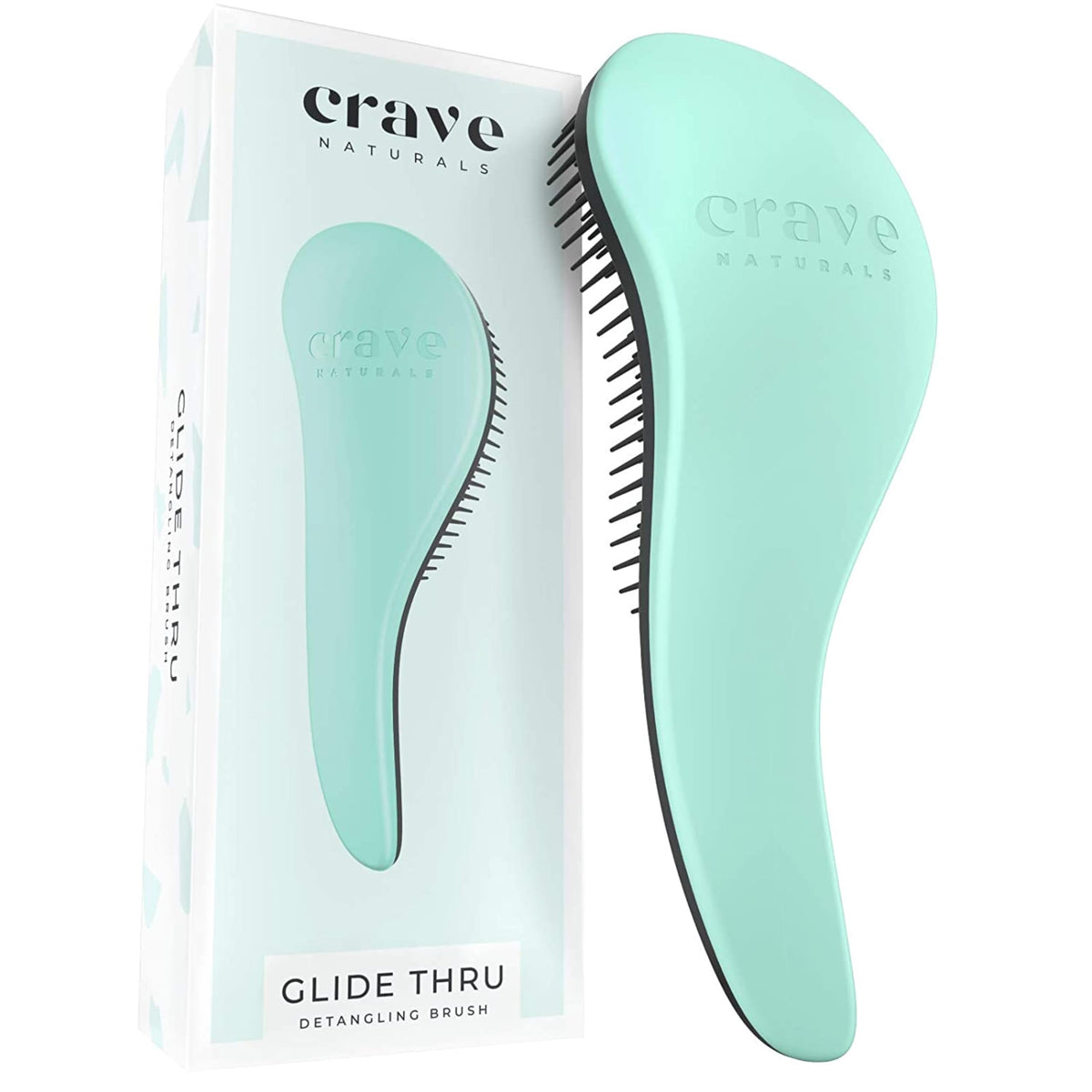 Crave Naturals Biggie Glide Thru Hair Brush in mint colour front view