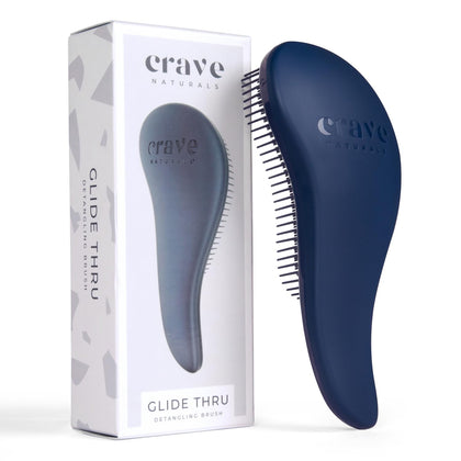 Crave Naturals Glide Thru Hair Brush front view in blue
