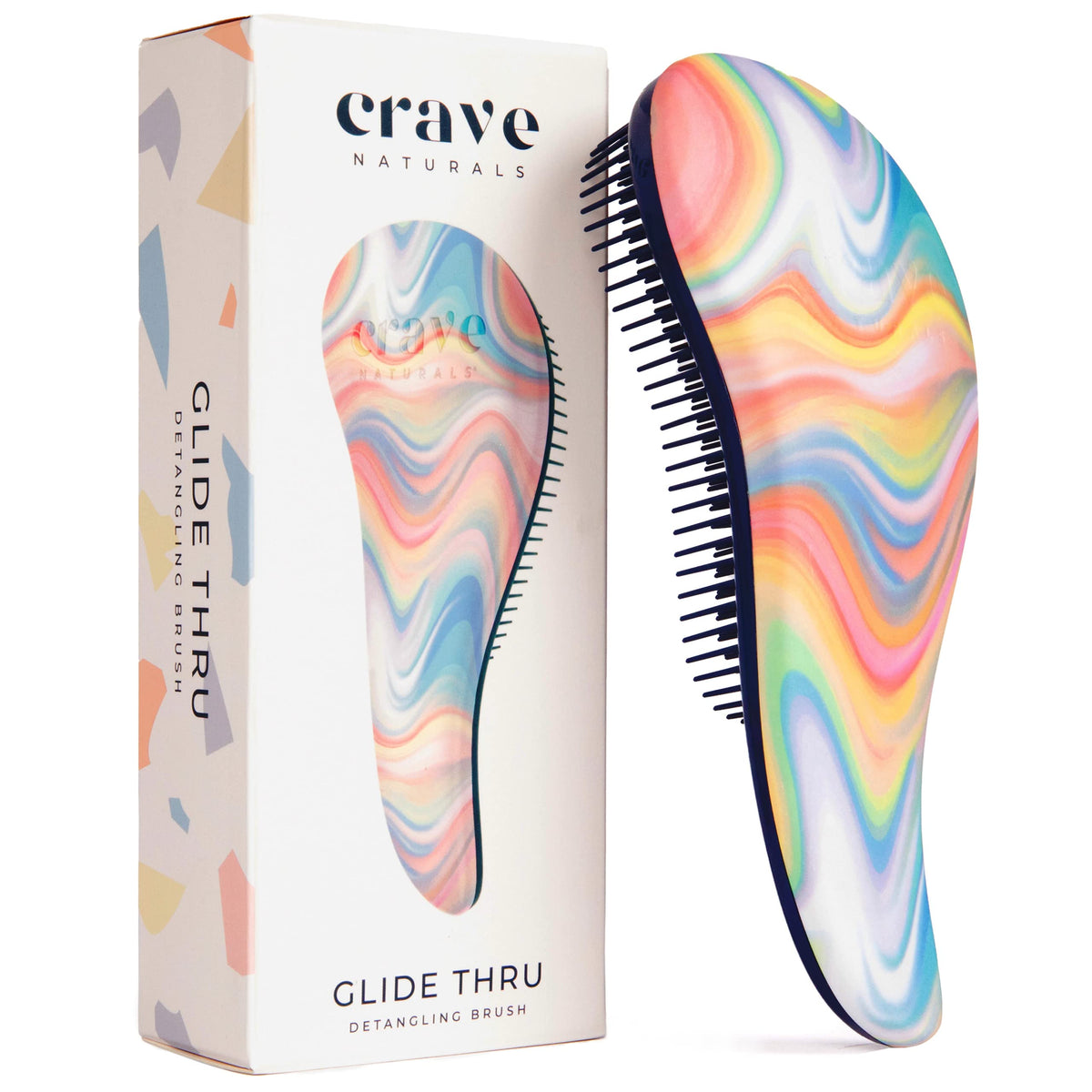 Crave Naturals Glide Thru Hair Brush front view with soft hazy swirl design