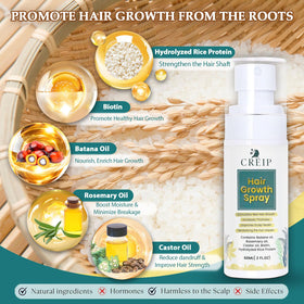Creip Natural Hair Growth Oil Spray back view showing ingredients