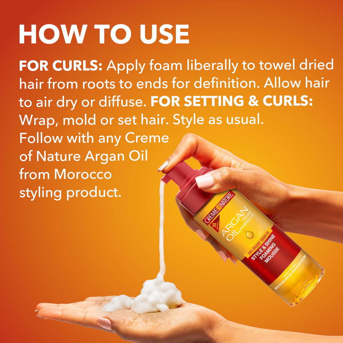 Creme of Nature mousse in a bathroom setting
