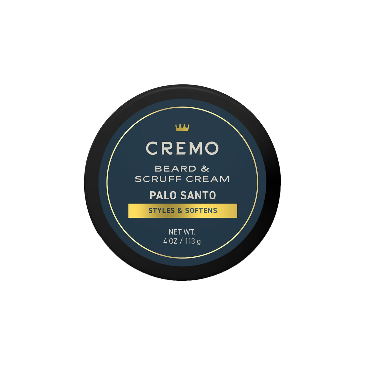 Cremo Beard & Scruff Cream 4 oz front view with Palo Santo scent