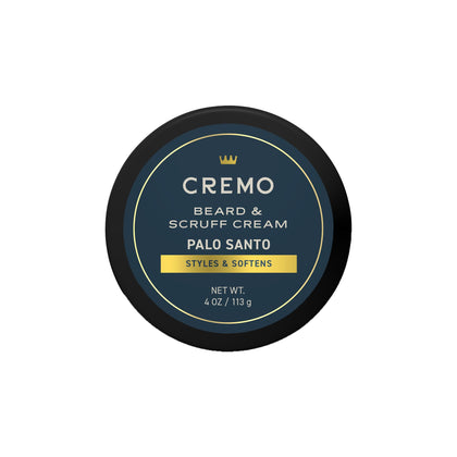Cremo Beard & Scruff Cream 4 oz front view with Palo Santo scent