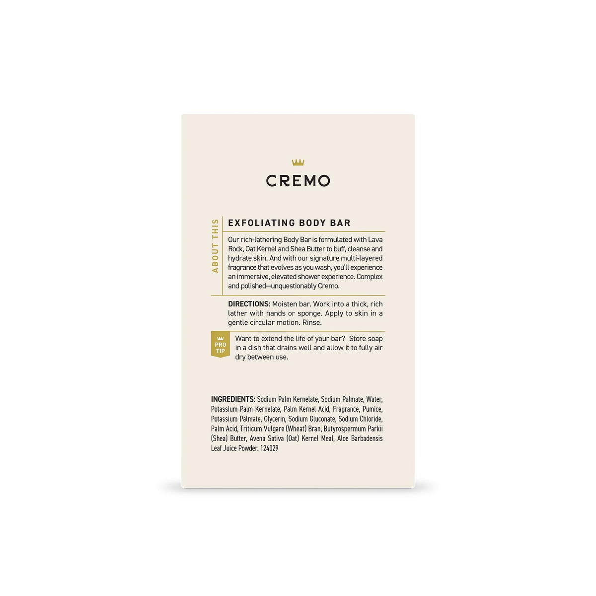 Cremo Exfoliating Body Bar Bourbon & Oak in lifestyle setting
