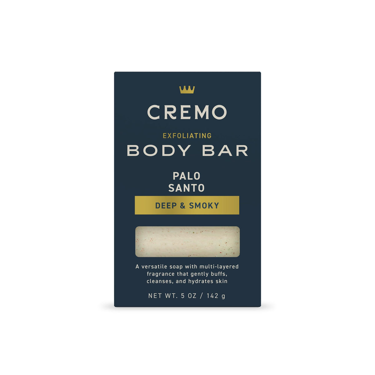 Cremo Exfoliating Body Bar for Men, Palo Santo scent front view
