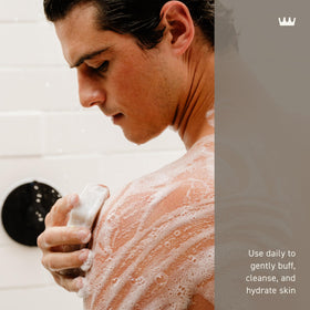 Cremo Exfoliating Body Bar for Men side view showing texture