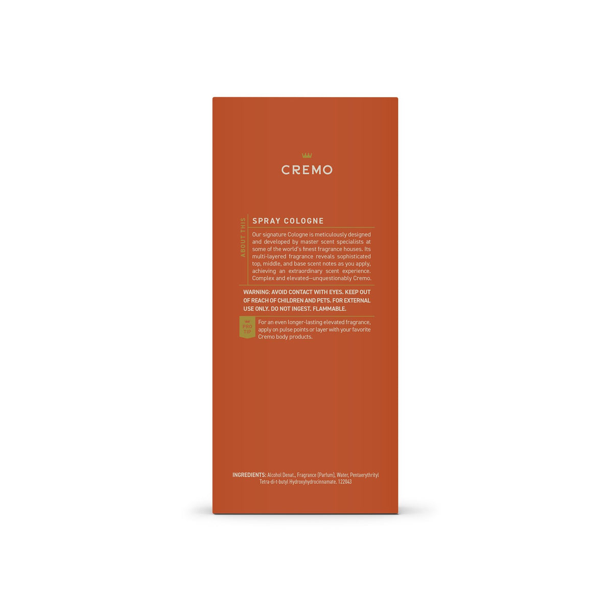 Cremo Golden Amber Cologne packaging details