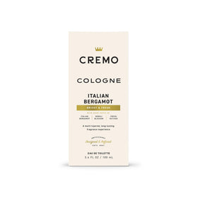 Cremo Italian Bergamot Cologne bottle on grooming table