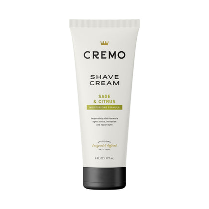 Cremo Sage & Citrus Shave Cream 6 Fl Oz front view with packaging