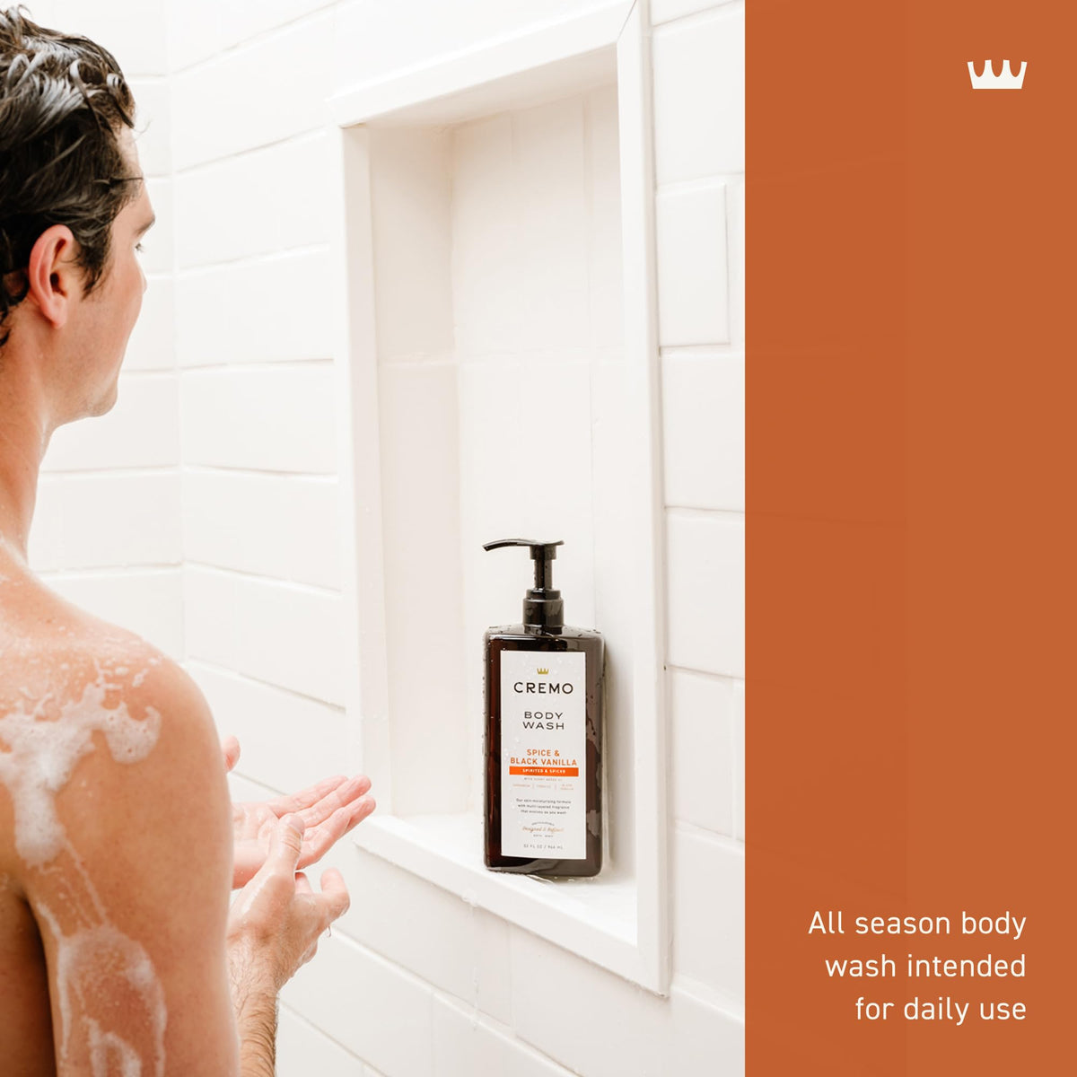 Cremo Spice & Black Vanilla Body Wash 32 Fl Oz back view
