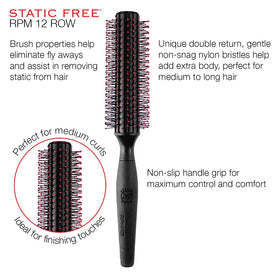 Cricket Static Free RPM 12 Row Round Hair Brush close-up of bristles