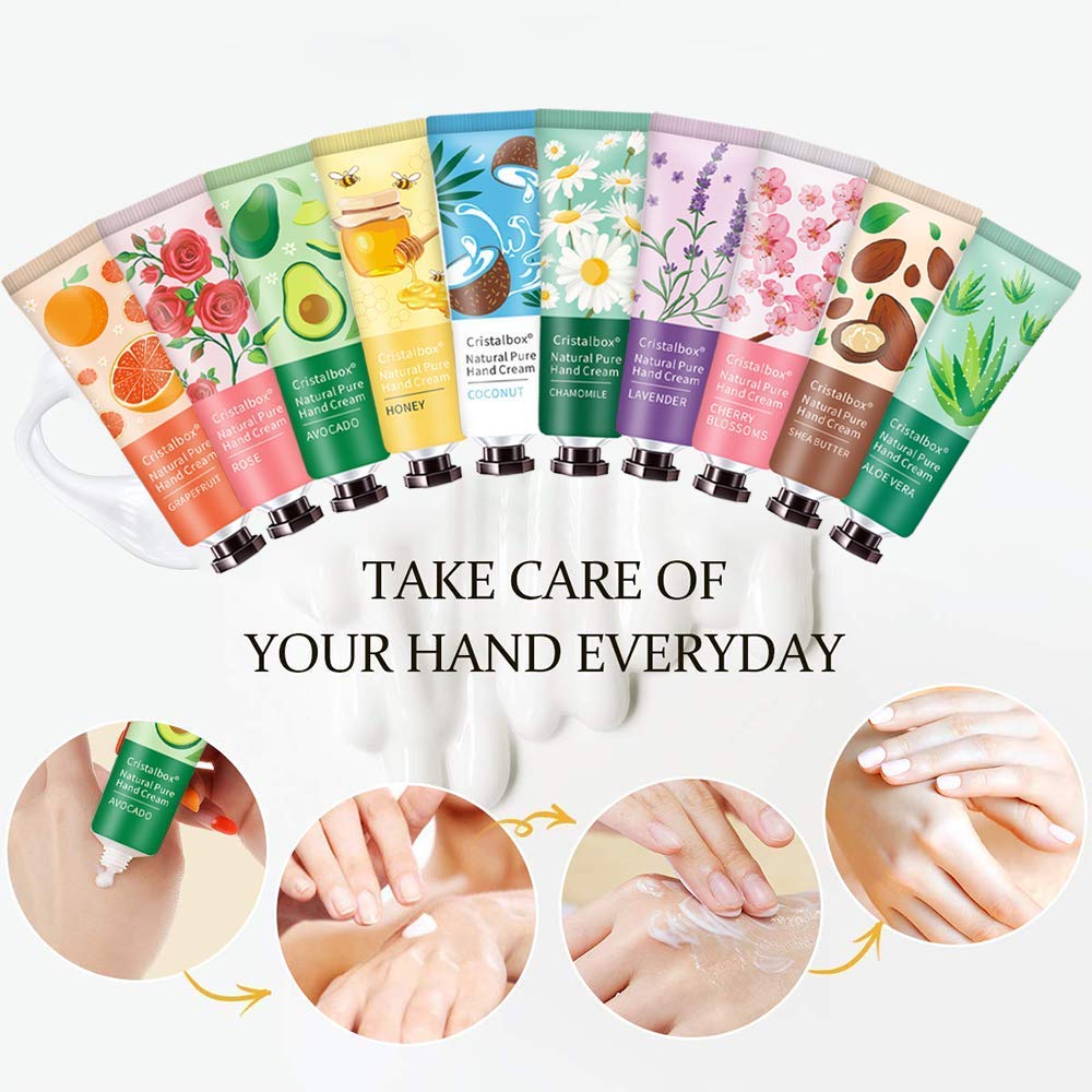 CRISTALBOX hand lotion gift set packaging with 28 tubes