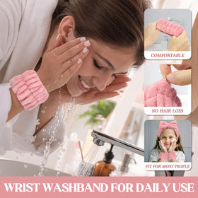 Crosize Microfiber Spa Wristbands neatly arranged on a bathroom counter