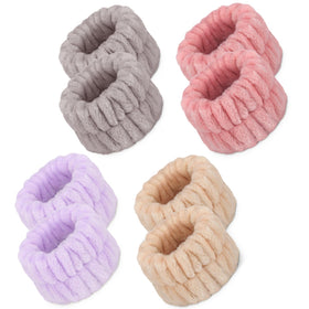 Crosize Microfiber Spa Wristbands set in four colours, displayed front view