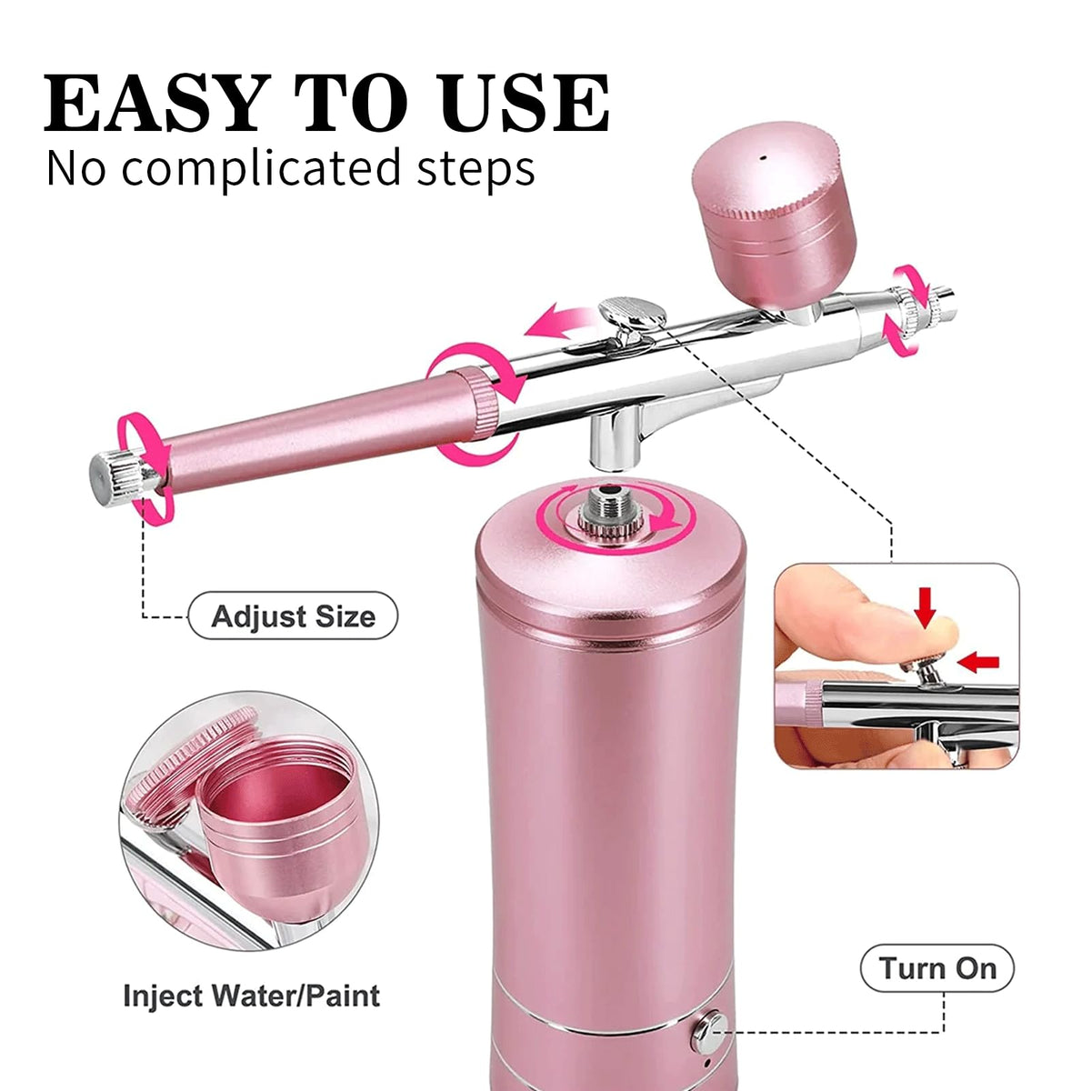 crpen Airbrush Kit components including airbrush and cups