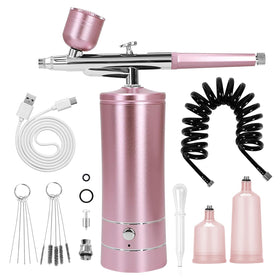 crpen Airbrush Kit pink model front view with air compressor