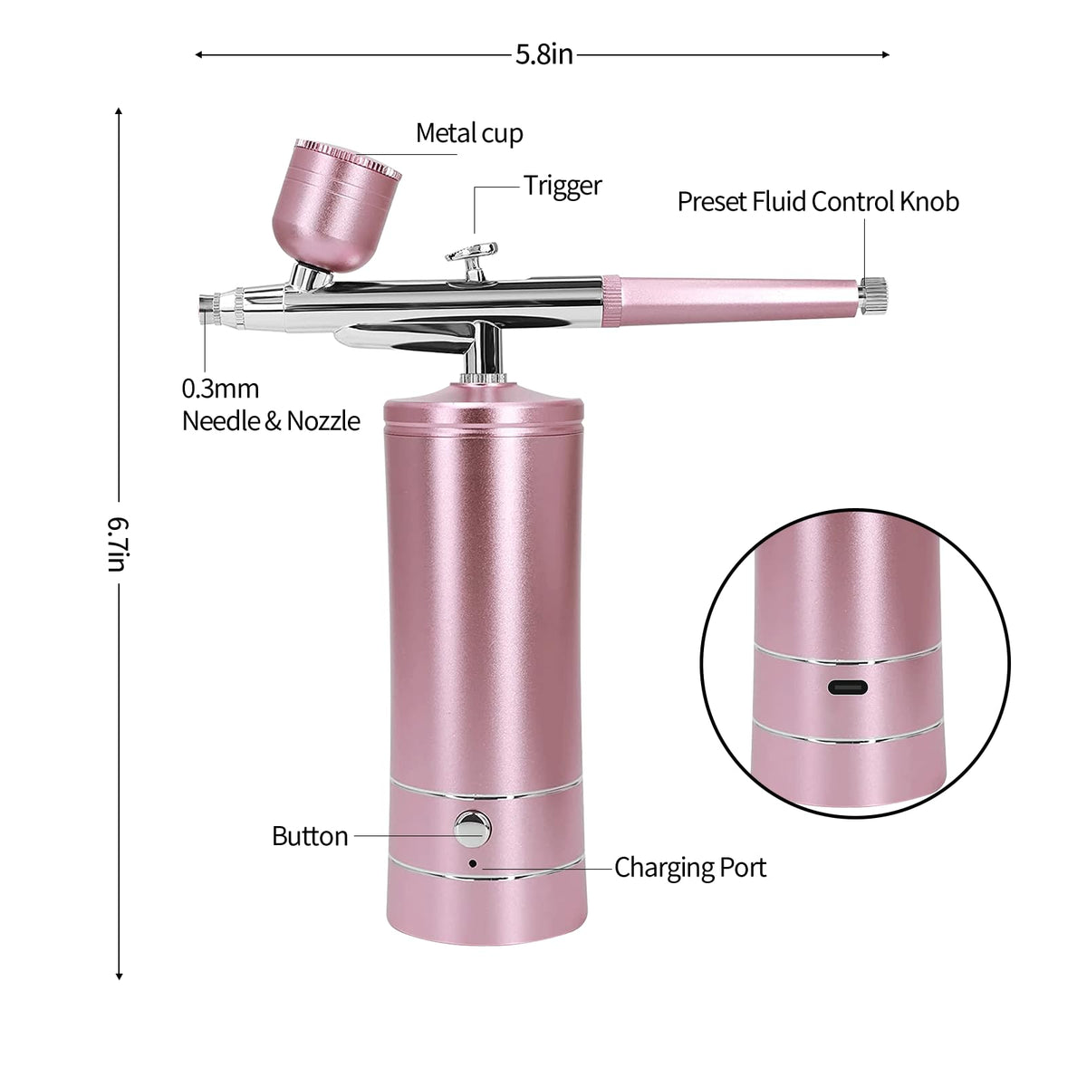crpen Airbrush Kit with USB charging cable and battery