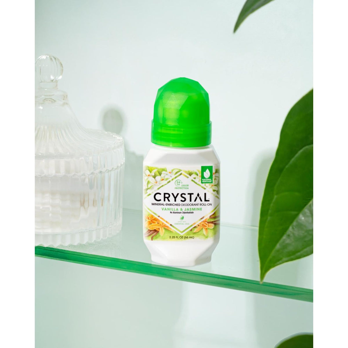 Crystal Essence Deodorant Roll-On application on skin