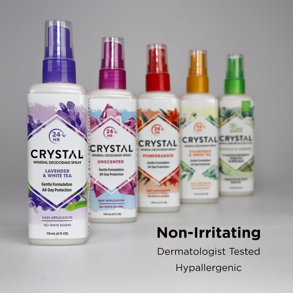 Crystal Essence Deodorant Spray 4 fl oz on a bathroom counter