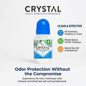Crystal Essence Mineral Deodorant Roll-On application on skin