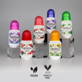 Crystal Essence Mineral Deodorant Roll-On application on skin