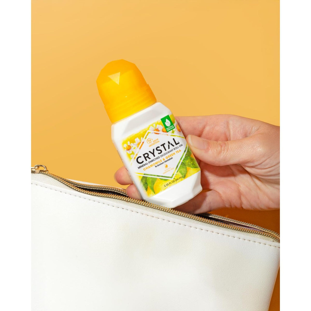 Crystal Essence Mineral Deodorant Roll-On Chamomile side view