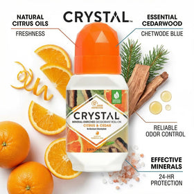 Crystal Essence Mineral Deodorant Roll-On Citrus & Cedar application