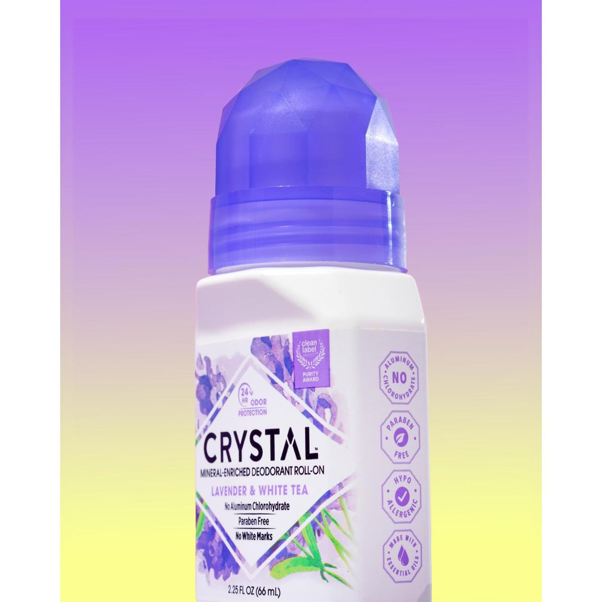 Crystal Essence Mineral Deodorant Roll-On Lavender & White Tea back view