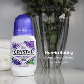 Crystal Essence Mineral Deodorant Roll-On Lavender & White Tea side view
