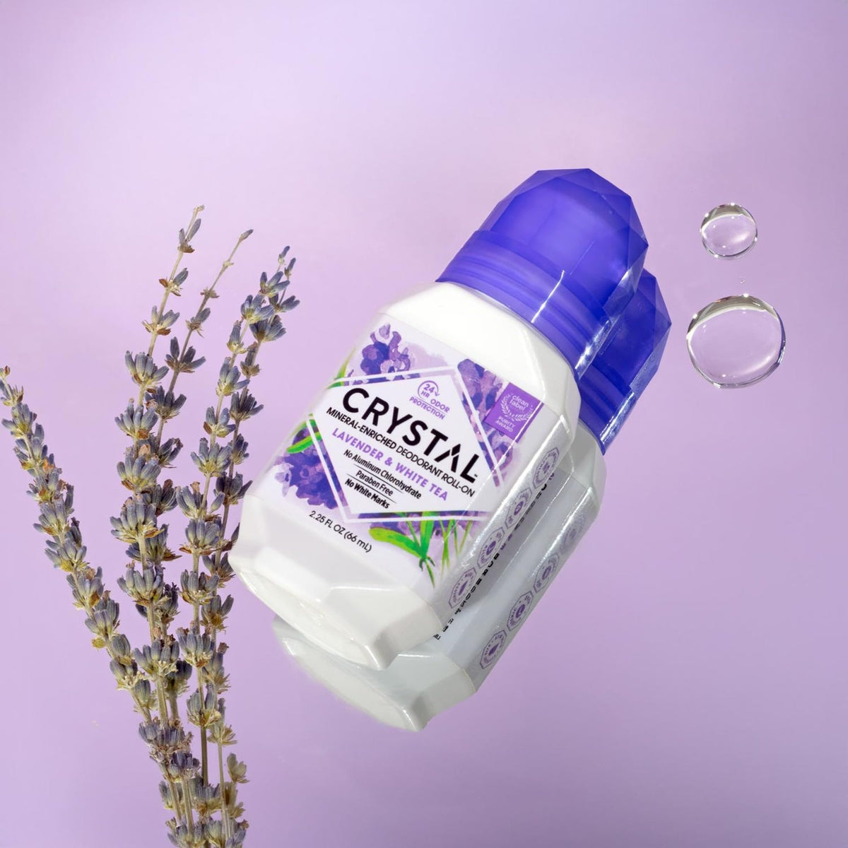 Crystal Essence Mineral Deodorant Roll-On Lavender & White Tea top view