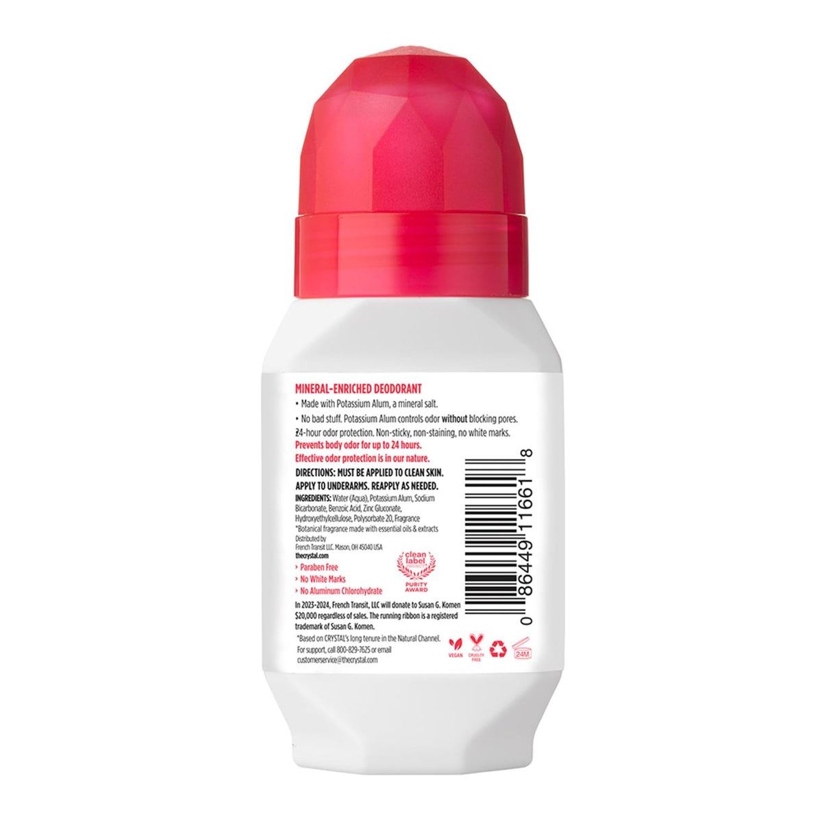 Crystal Essence Mineral Deodorant Roll-On Pomegranate packaging