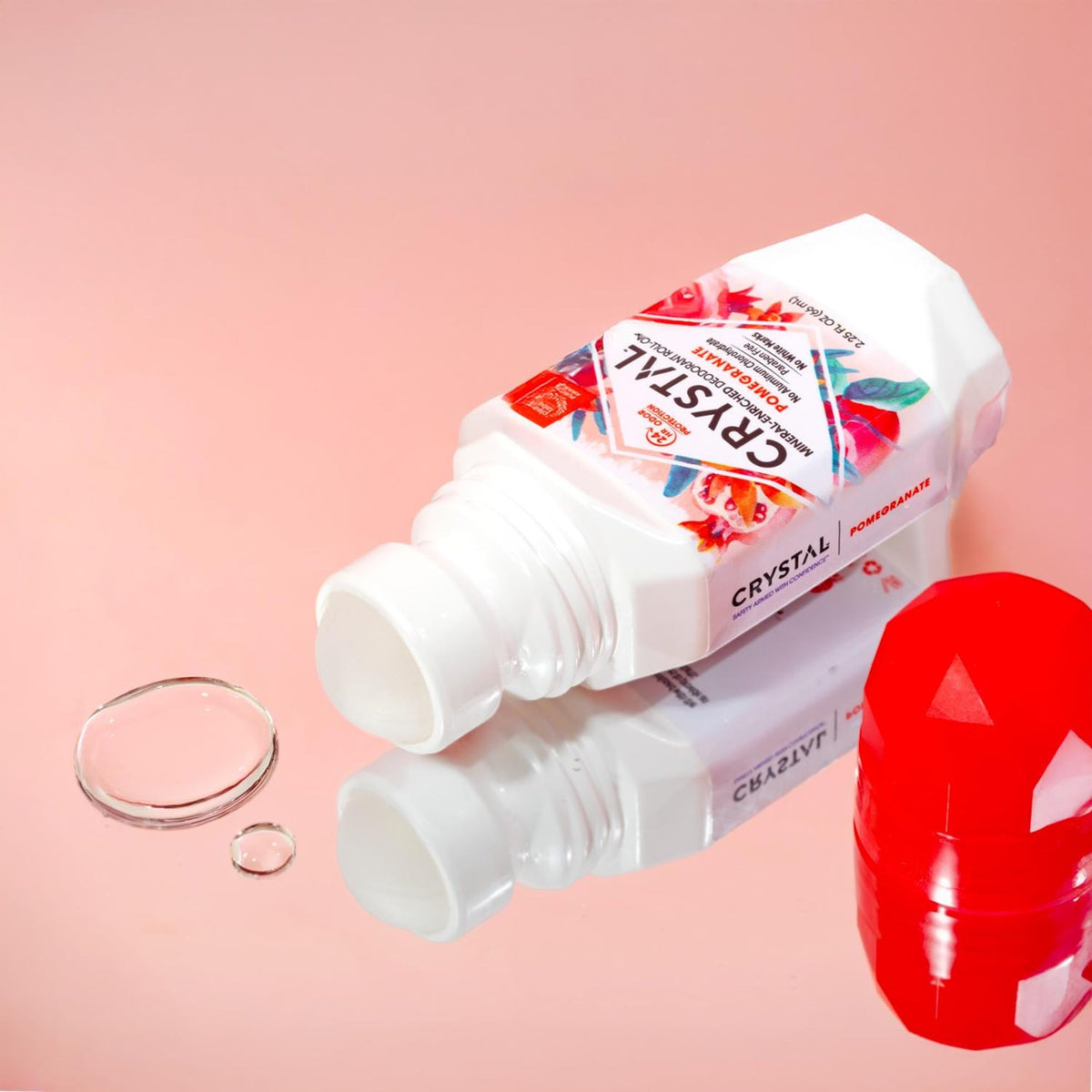 Crystal Essence Mineral Deodorant Roll-On Pomegranate side view