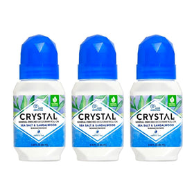 Crystal Essence Mineral Deodorant Roll-On Sea Salt & Sandalwood front view