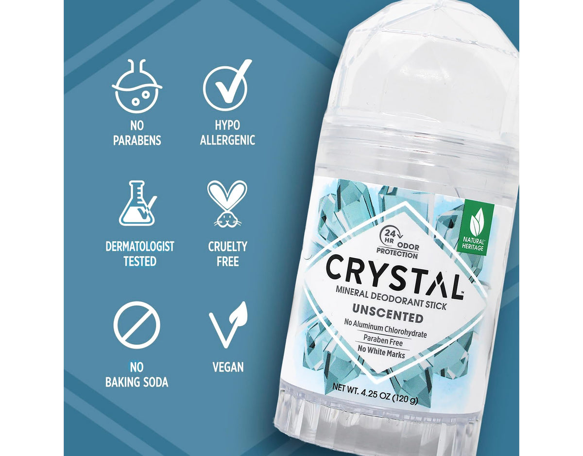 Crystal Essence Unscented Mineral Deodorant Stick back view