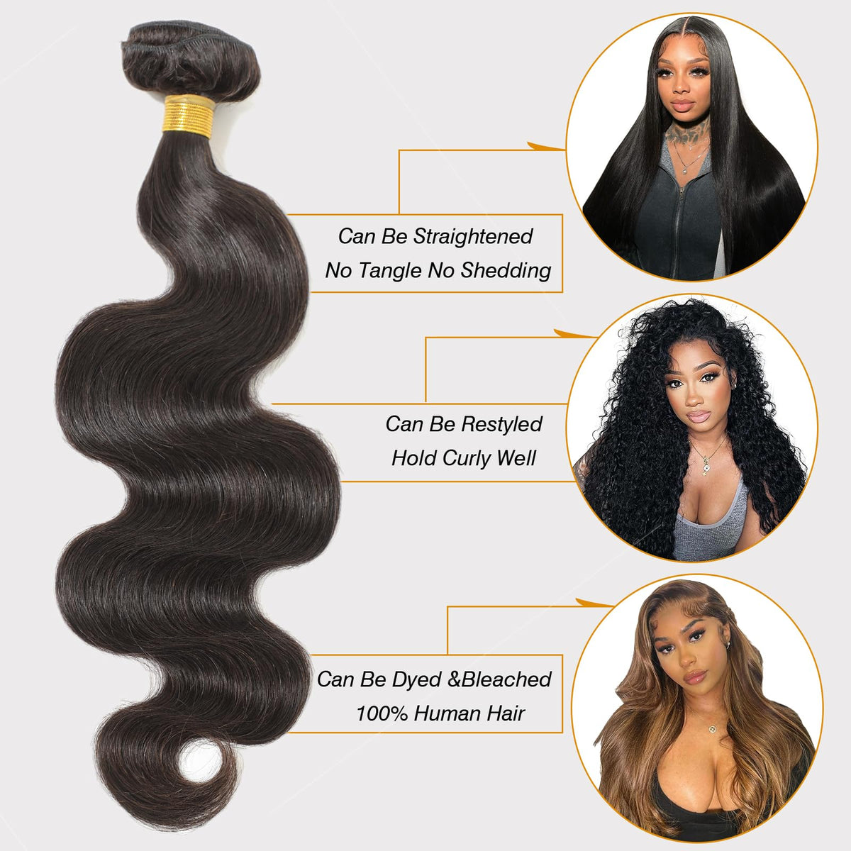 CSCHS 100% Unprocessed Brazilian Hair Bundle close-up