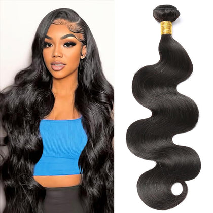 CSCHS Body Wave Bundles 32 Inch natural black hair front view