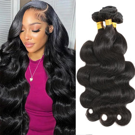 CSCHS Body Wave Bundles Human Hair 20 inch natural black front view