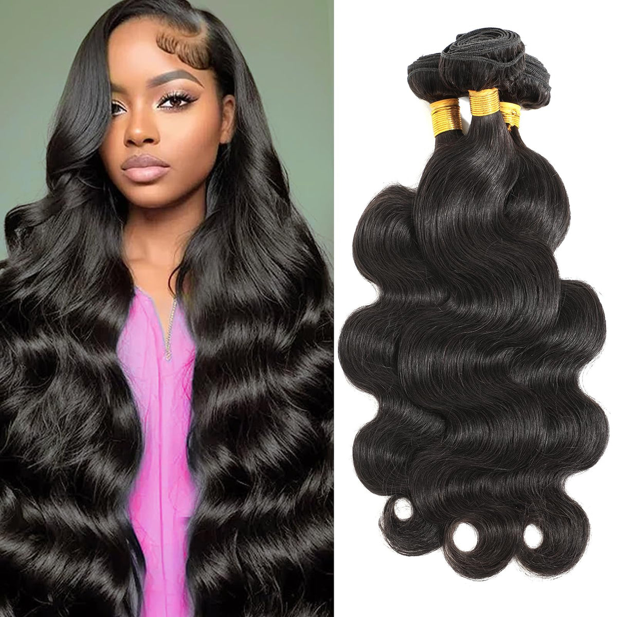 CSCHS Body Wave Bundles Human Hair Extensions front view