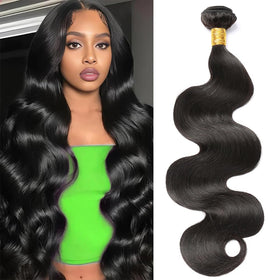 CSCHS Body Wave Human Hair Extensions 26 inch natural black front view